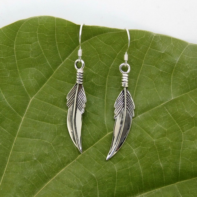Feather hook earrings