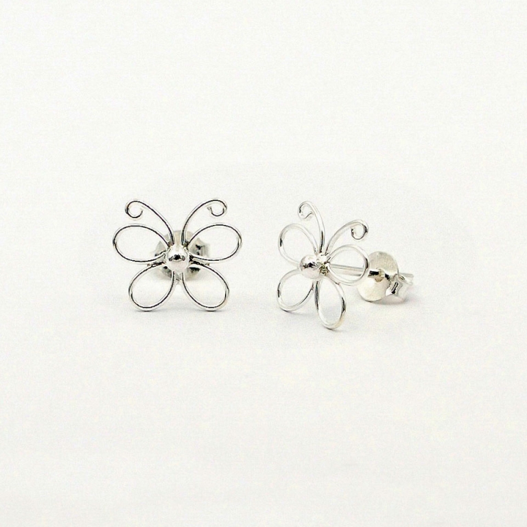 Butterfly wire plain stud earrings