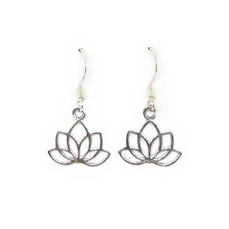 silver open Lotus earrings