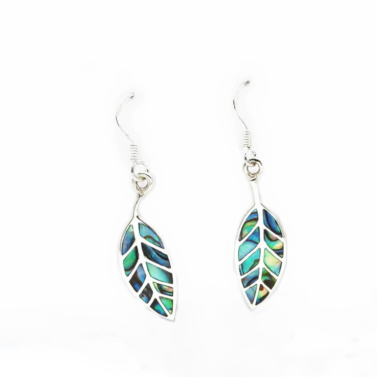 silver Leafs earrings with Abalone / Paua shell