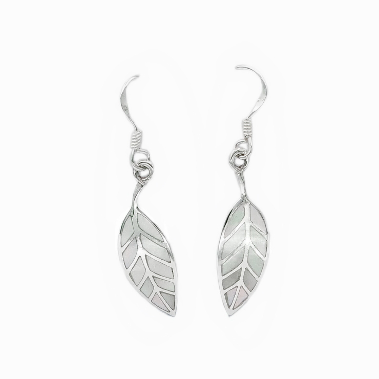 Silver Leafs earrings with Mother of Pearl