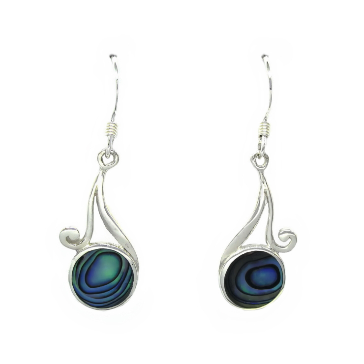 silver Twigs earrings with Abalone / Paua shell