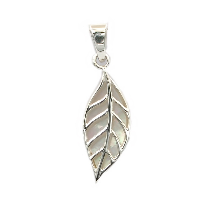 silver Leaf pendant with Mother of pearl