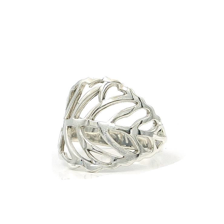 silver Open Leaf ring