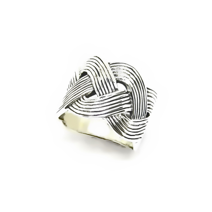 silver Textured Braided ring