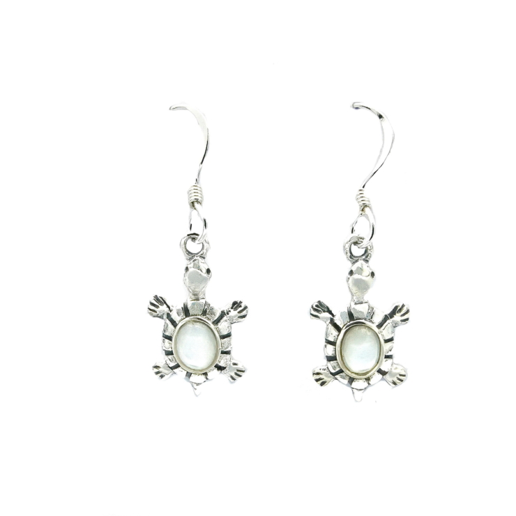 Silver Turtle earrings with Mother of Pearl