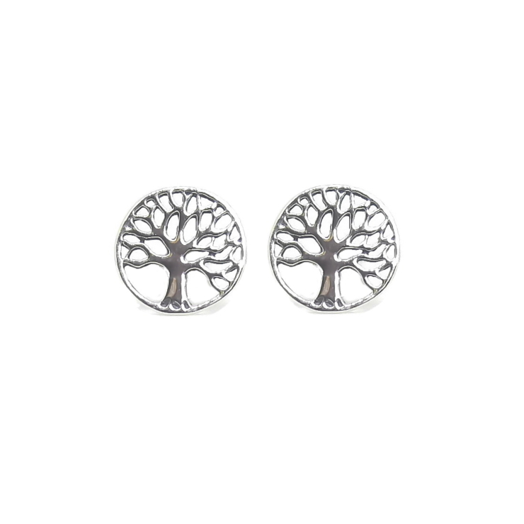 Silver Tree of Life plain stud earrings