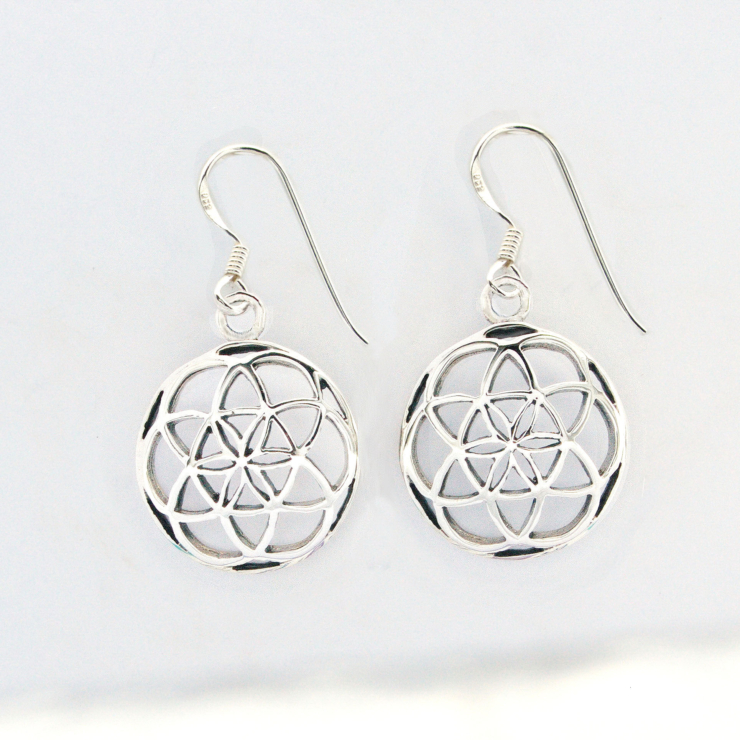 Silver Flower of Life Earrings.