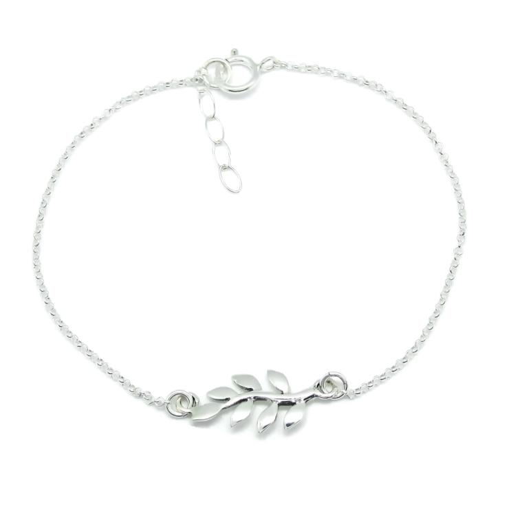 Silver Olive Leaf Charm Bracelet.