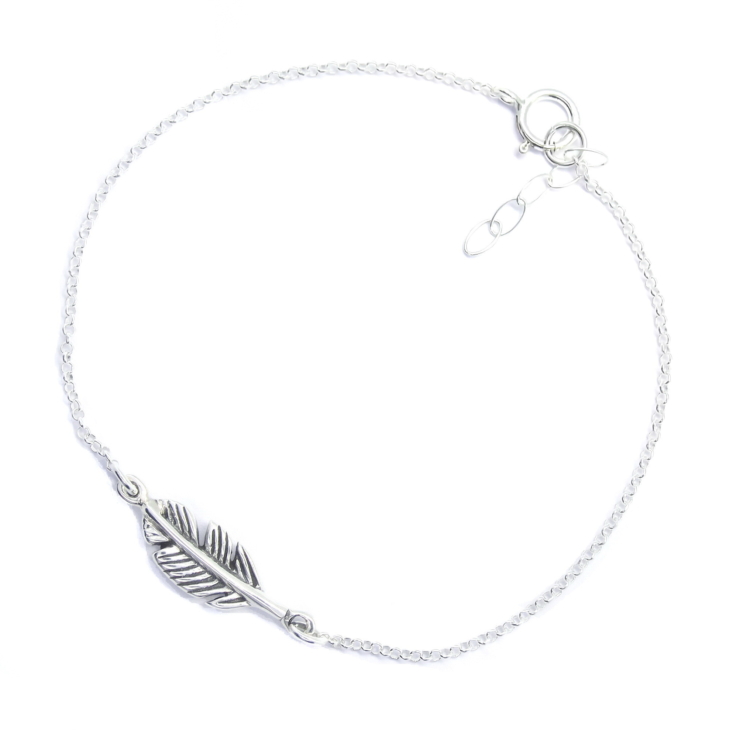 Silver Feather Charm Bracelet.