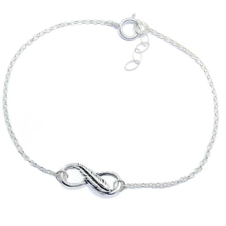 Silver Feather Twisted Infinity Charm Bracelet.