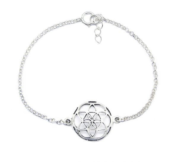 Silver Open Flower of Life Charm Bracelet. – 99 fashion Thailand