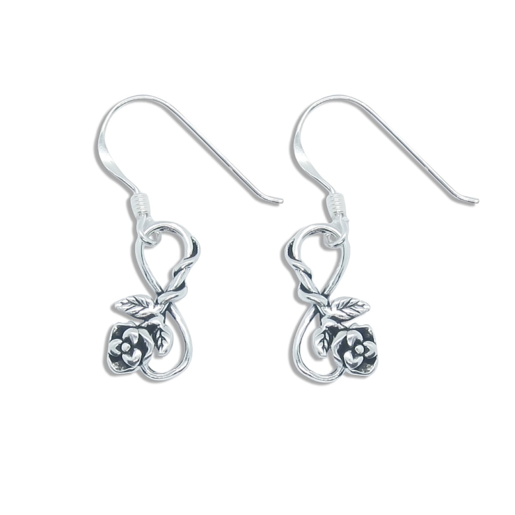 Silver Infinity with Twist Rose Earrings.