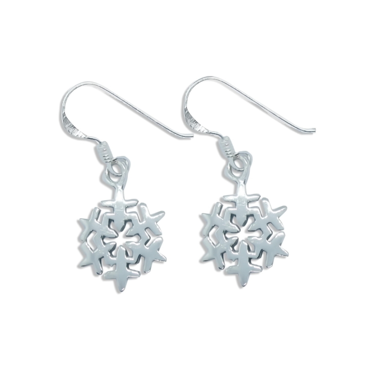 Silver Snow Flake Earrings.