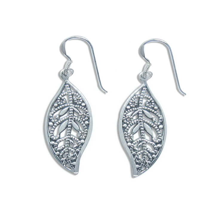 Silver Leaf Filigree Earrings.