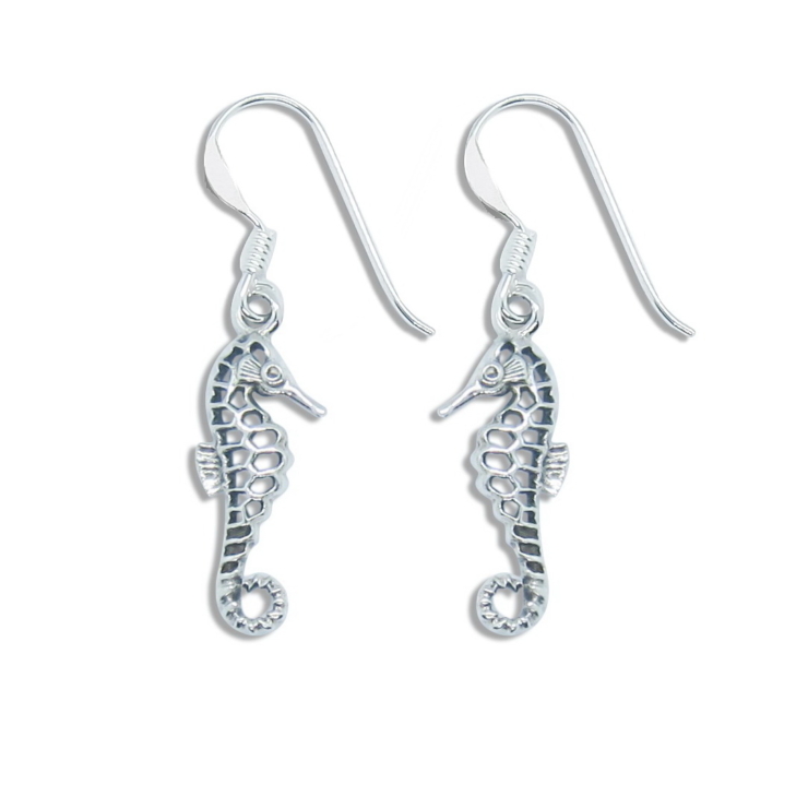 Silver Seahorse Earrings.