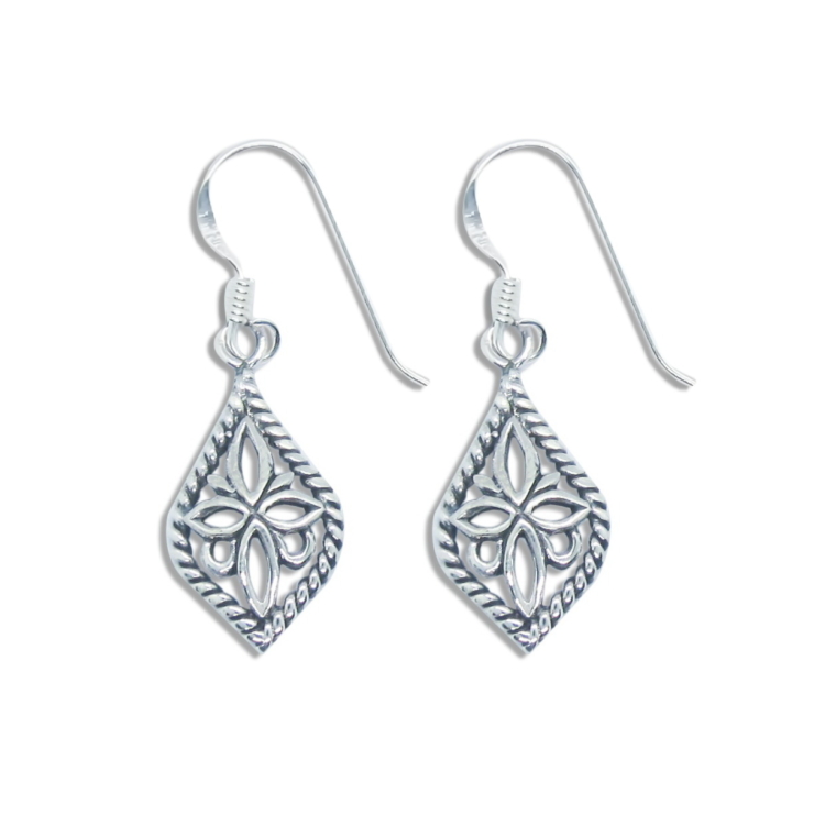 Silver Marquise Filigree Earrings.