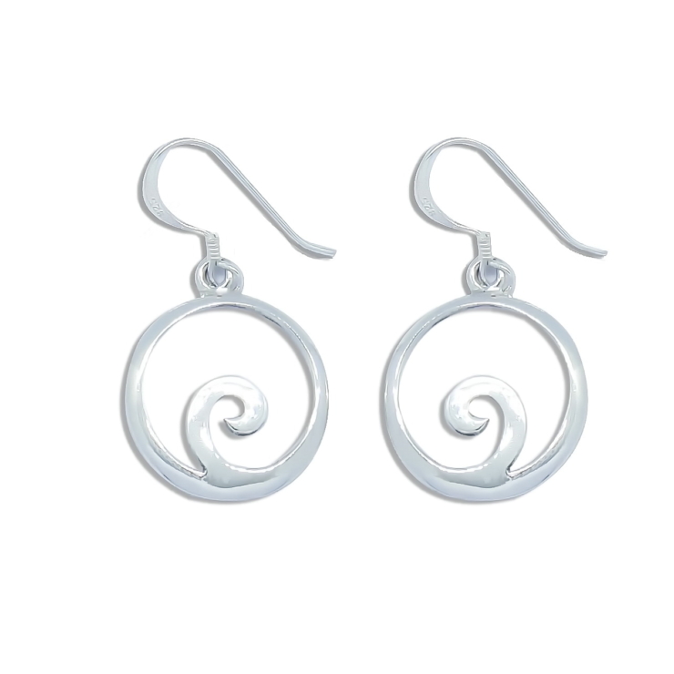 Silver Spiral in Circle Earrings.