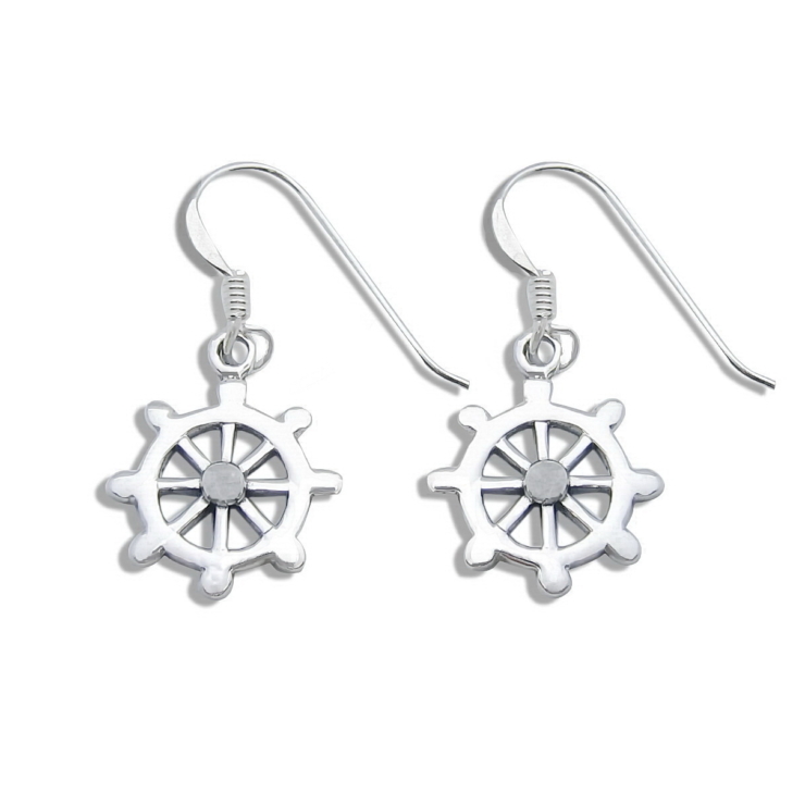 Silver Steering wheel Earrings.