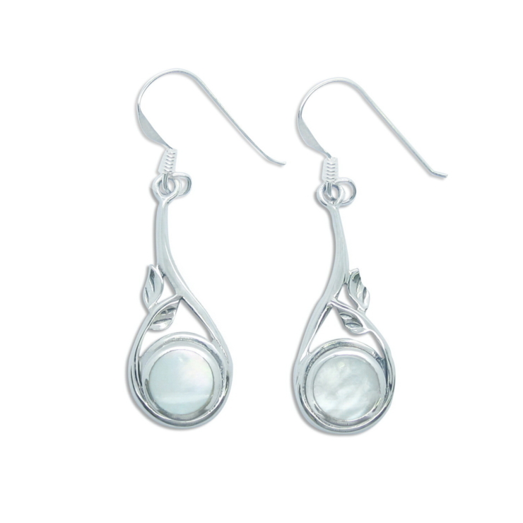 Silver Twigs Earrings with Mother of Pearl.