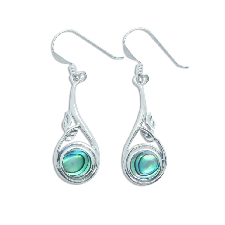 Silver Twigs Earrings with Abalone/Paua shell.