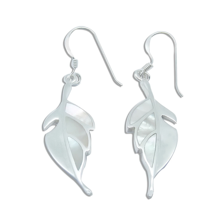 Silver Leaf Earring with Mother of Pearl.