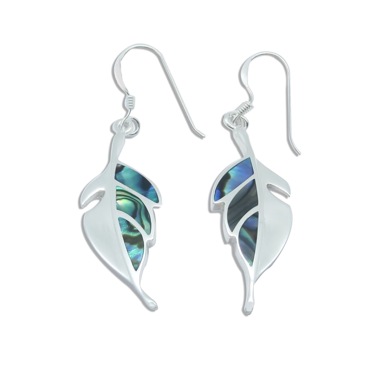 Silver Leaf Earring with Abalone/Paua shell.