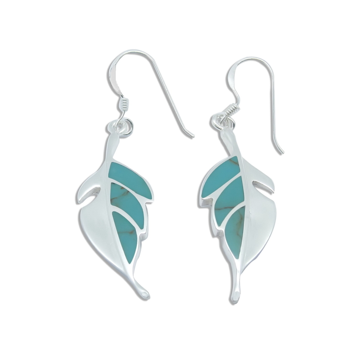 Silver Leaf Earring with Turquoise.