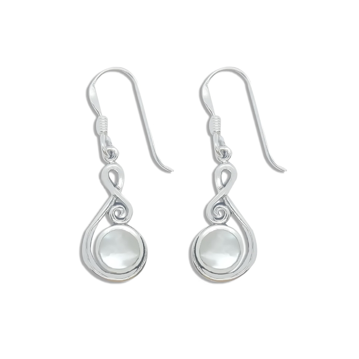 Silver Music Symbol Earrings with Mother of Pearl.