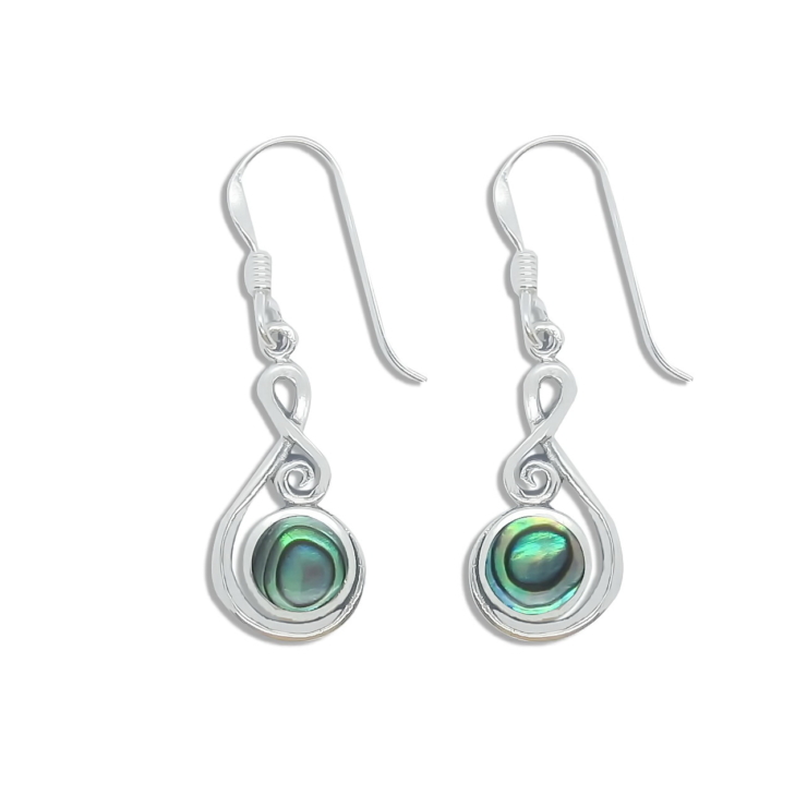 Silver Music Symbol Earrings with Abalone/Paua shell.