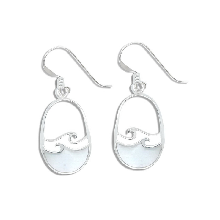 Silver Wave Earrings with Mother of Pearl.
