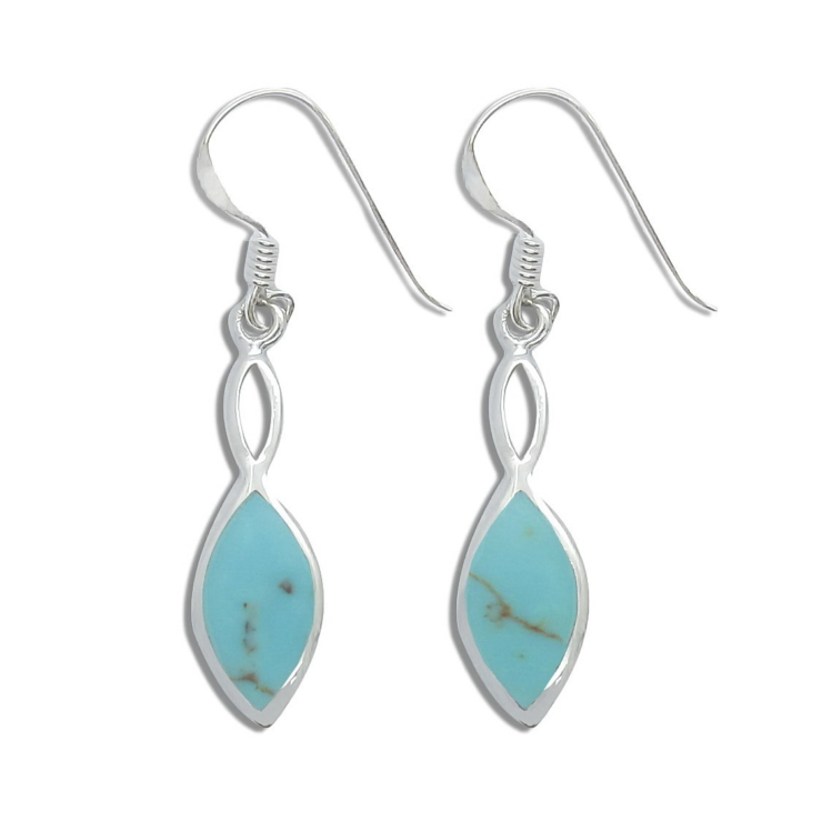 Silver Infinity Marquise Earrings with Turquoise.