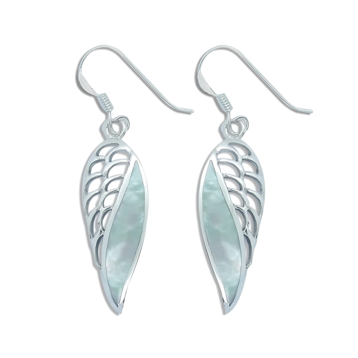 Silver Wing Earrings with Mother of Pearl.