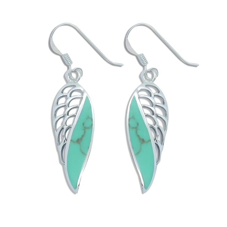 Silver Wing Earrings with Turquoise.