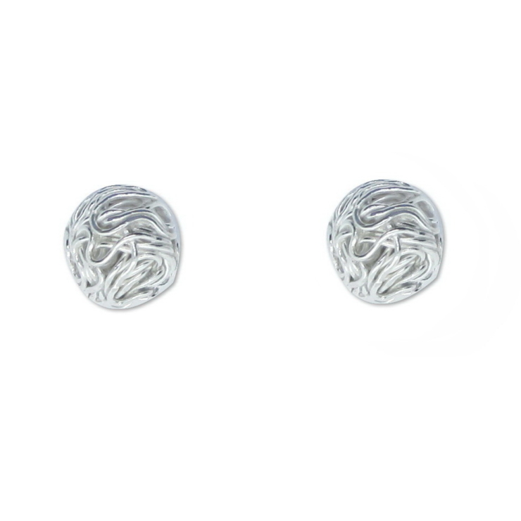 Wire Ball 7mm Plain Stud Earrings.