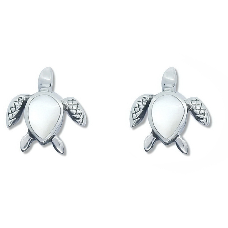 Silver Turtle stud earrings with Mother of Pearl.