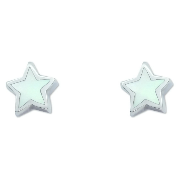 Silver Star stud earrings with Mother of Pearl.