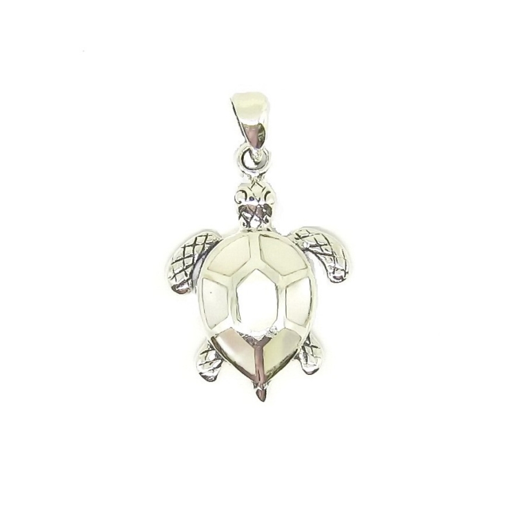 Silver Turtle Pendant with Mother of Pearl.
