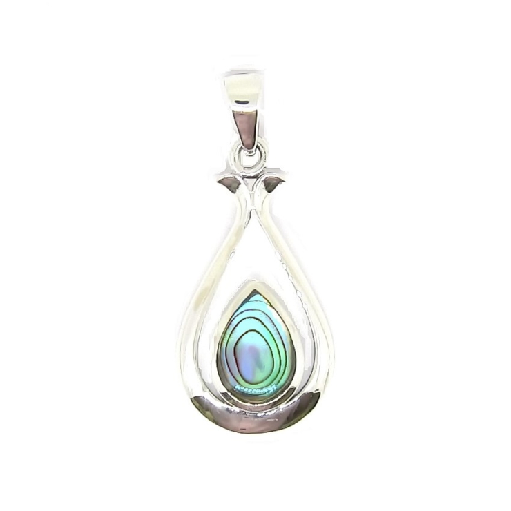 Silver Tear drop Shape Pendant with Abalone/Paua shell.
