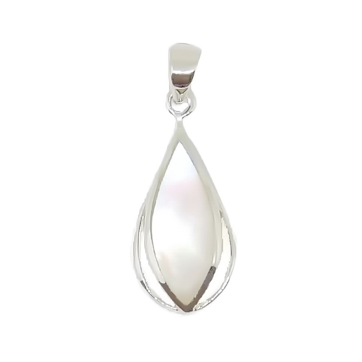 Silver Tear drop Pendant with Marquise Mother of Pearl.