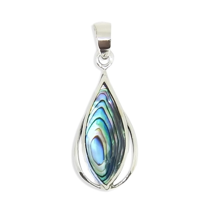 Silver Tear drop Pendant with Marquise Abalone/Paua shell.