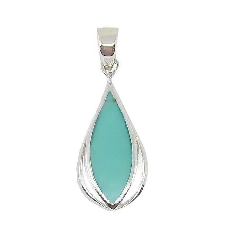 Silver Tear drop Pendant with Marquise Turquoise.