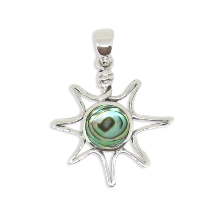 Silver Sun Pendant with Abalone/Paua shell.