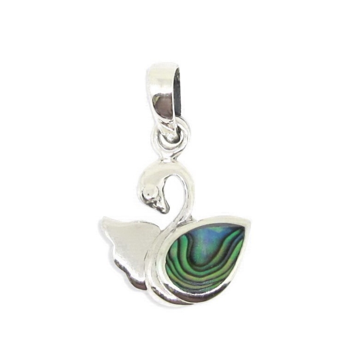 Silver Swan Pendant with Abalone/Paua shell.