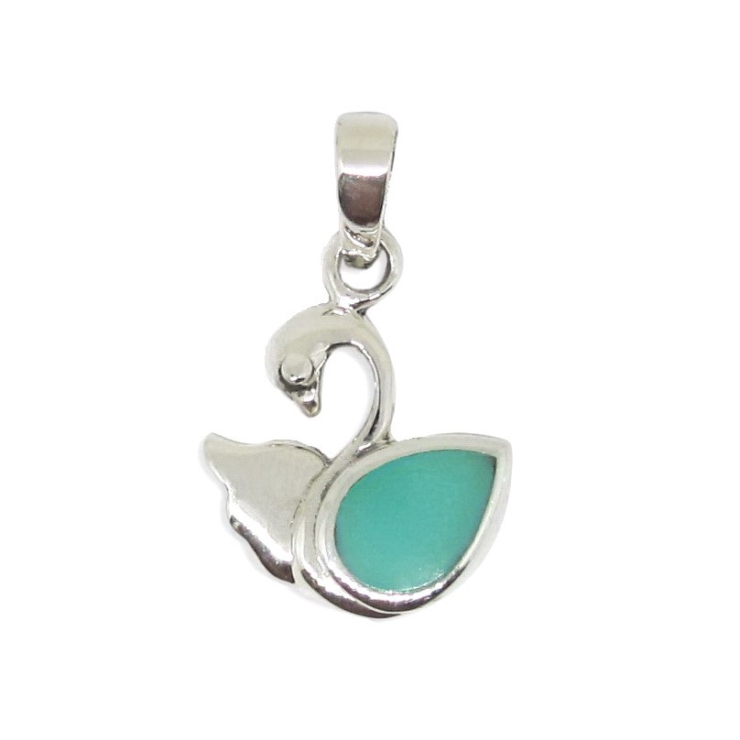 Silver Swan Pendant with Turquoise.