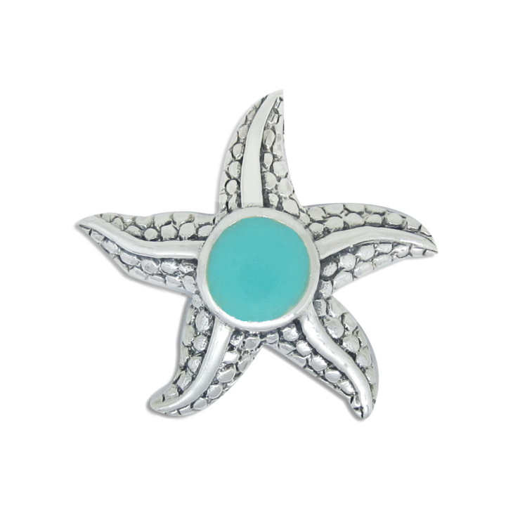 Silver Starfish Pendent with Turquoise.