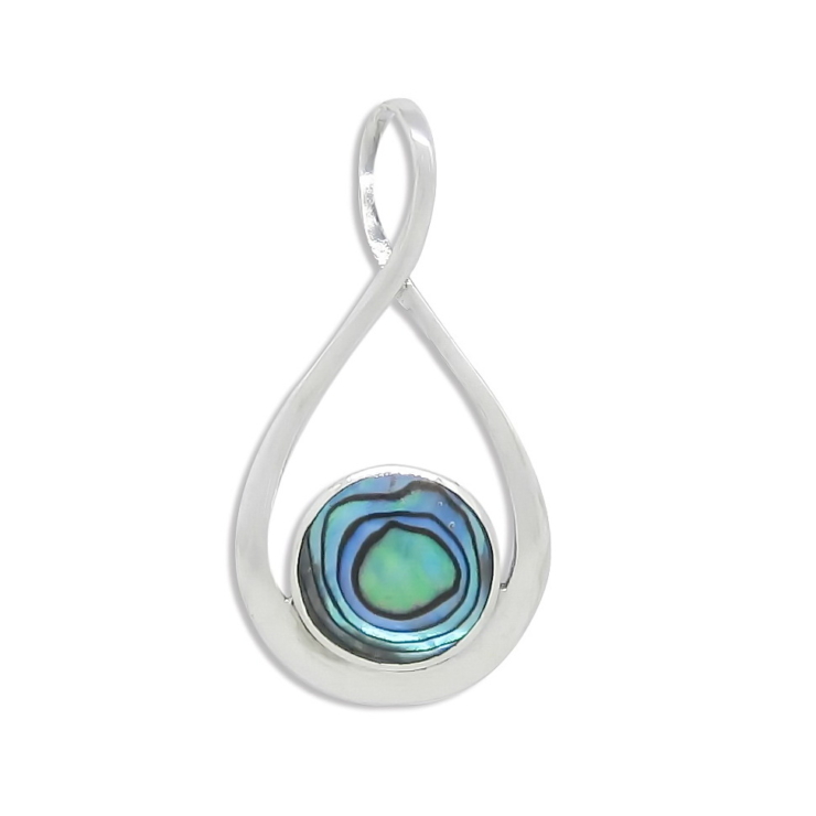 Silver Infinity Pendant with Abalone/Paua shell.