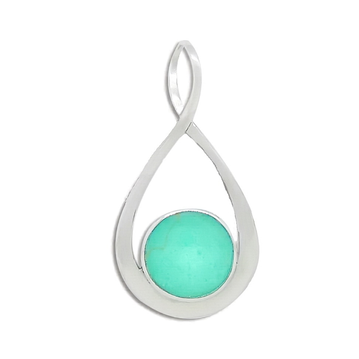 Silver Infinity Pendant with Turquoise.