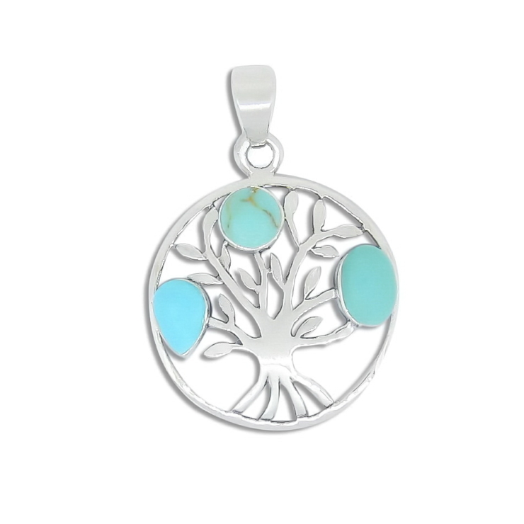 Silver Tree of Life with Turquoise.