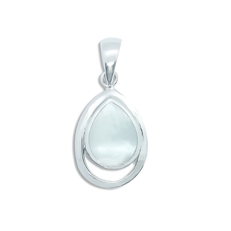 Silver Tear Drop Pendant with Mother of Pearl.